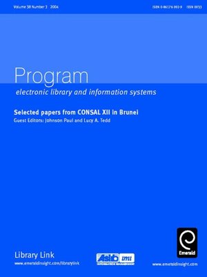 cover image of Program: Electronic Library and Information Systems, Volume 38, Issue 3